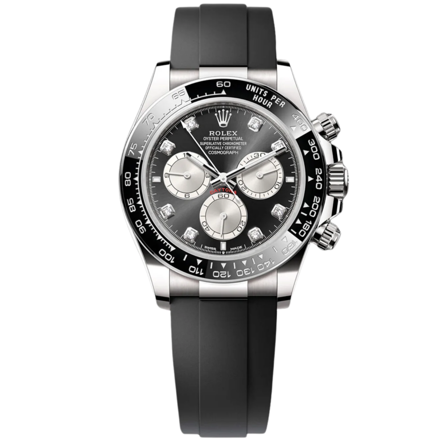Rolex Daytona Ref. 126519LNG White Gold on Oysterflex with Black Diamond Dial