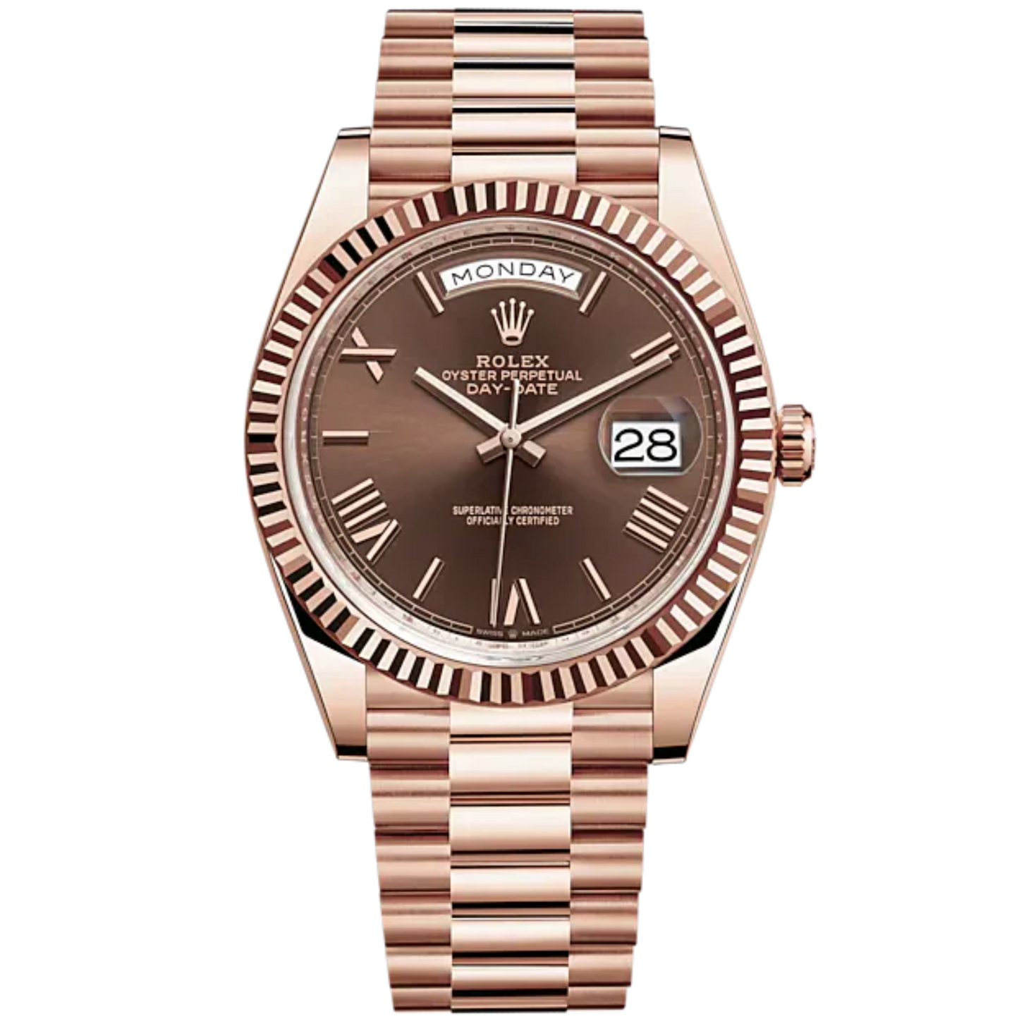 Rolex Day Date Ref. 228235 Rose Gold Chocolate Roman Dial