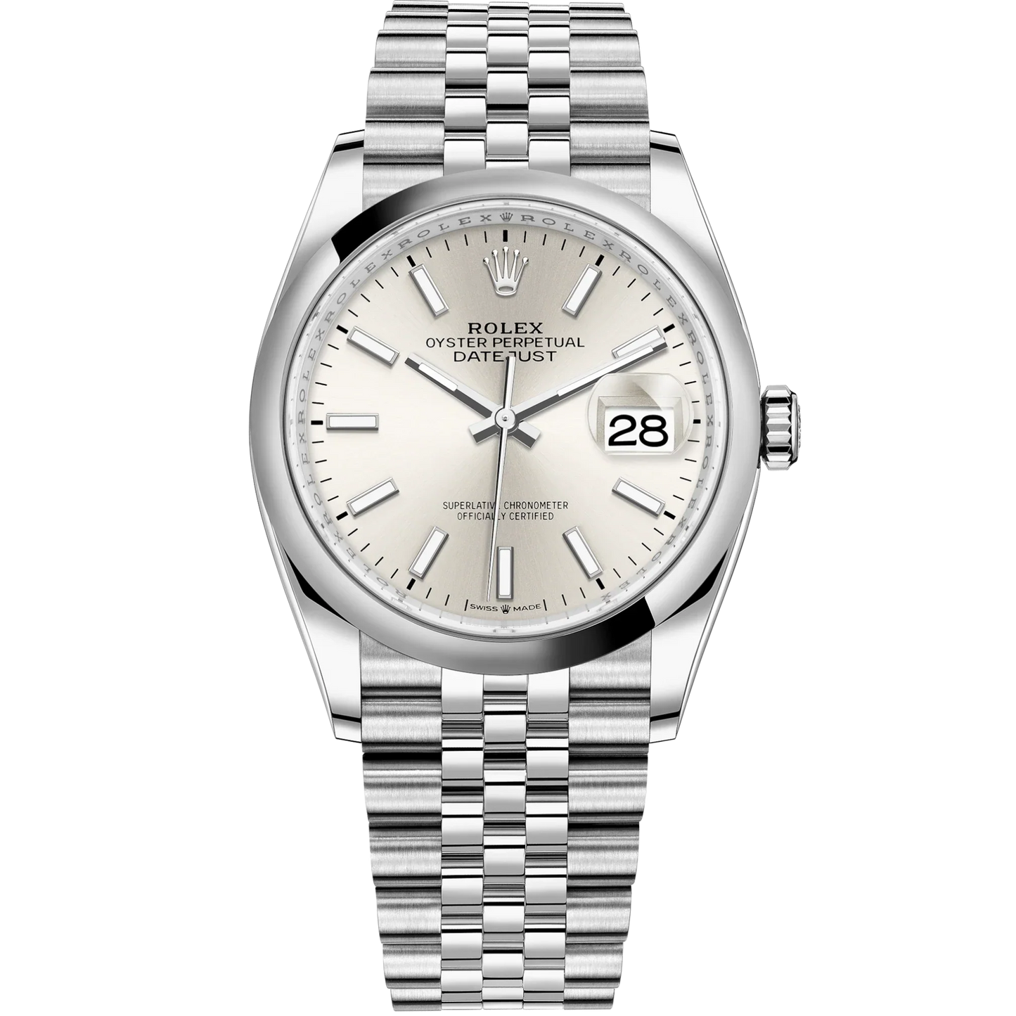 Rolex Datejust Ref. 126200 36MM Silver Stick Dial on Jubilee