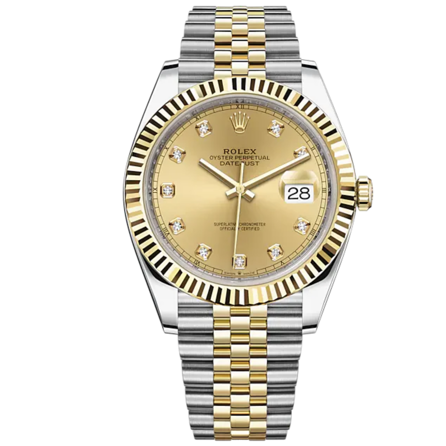 Rolex Datejust Ref. 126333G 41MM Two Tone YG/SS Champagne Dial with Diamond Markers on Jubilee