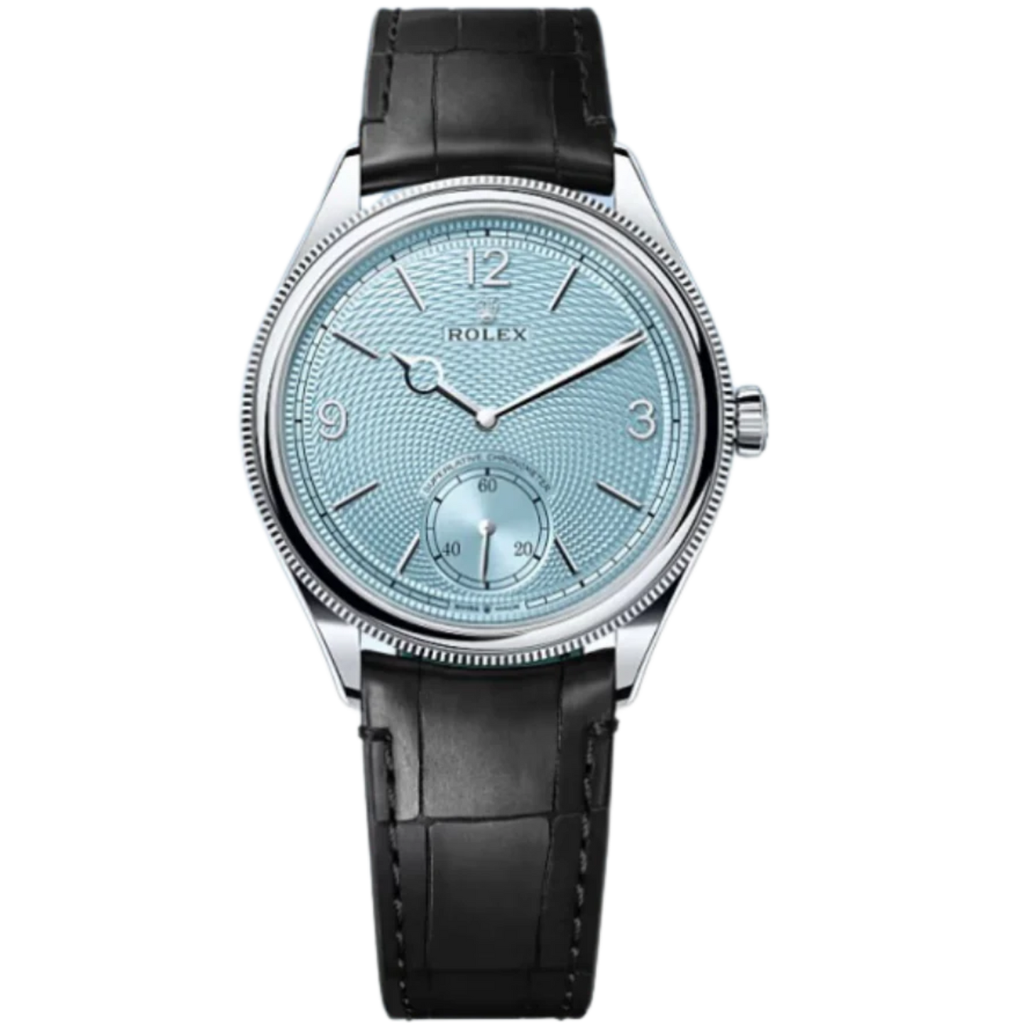 Rolex 1908 Ref. 52506 39MM Platinum Case Blue in Black Leather