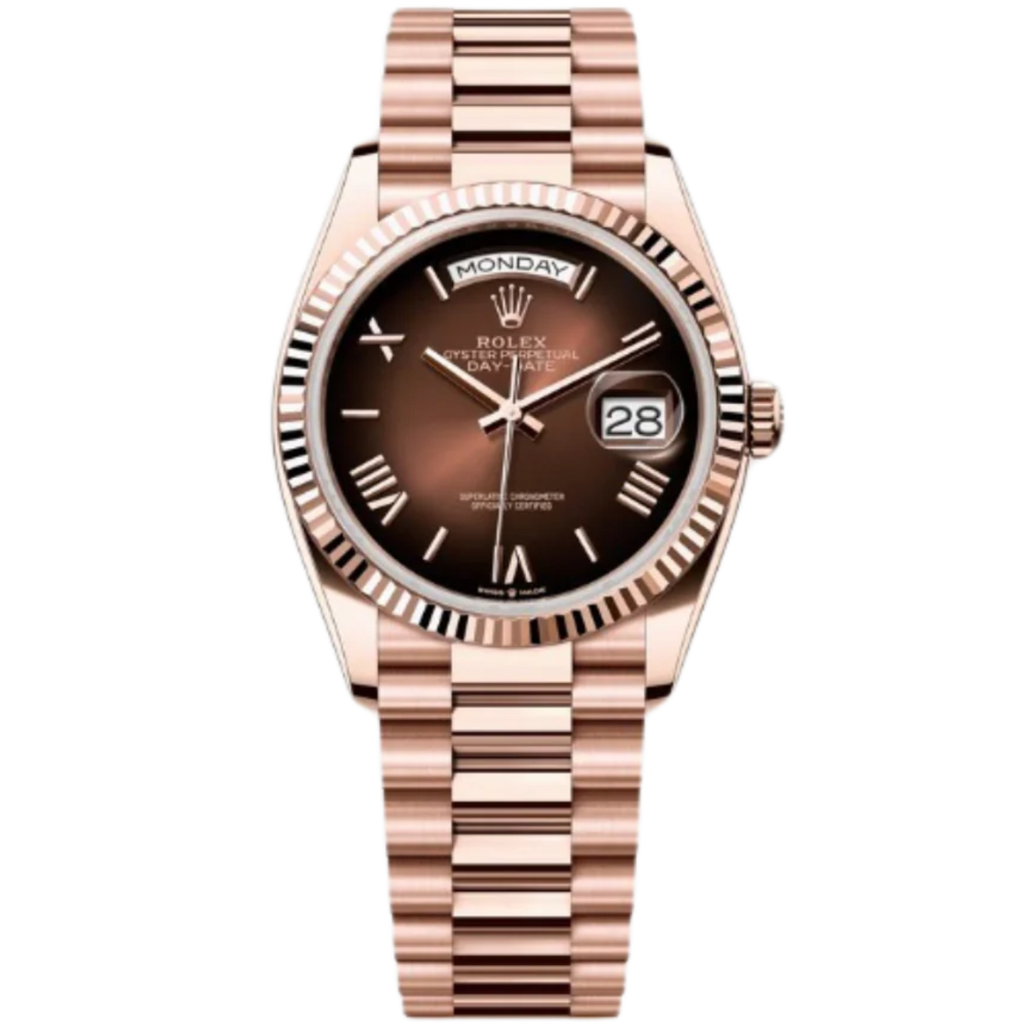 Rolex Day-Date Ref. 128235 36MM Everose Gold Case Ombré Brown Dial