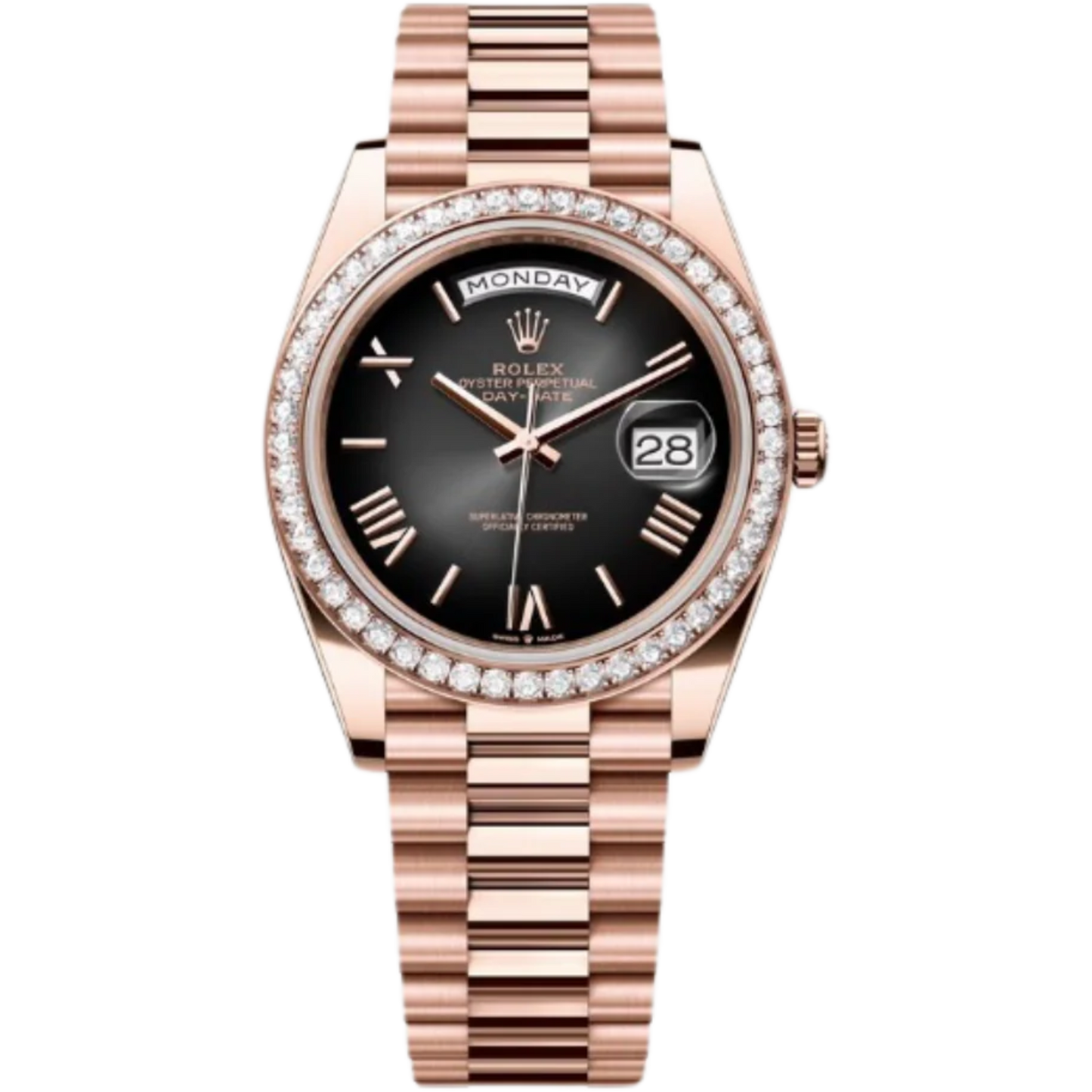 Rolex Day-Date Ref. 228345RBR 40MM Everose Gold Case Slate Ombré Dial Diamond Set Bezel