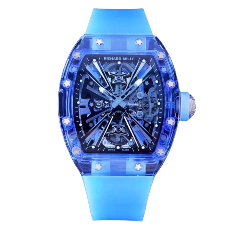 RM 012 01 Sapphire Blue Tourbillion Automatic Titanium Bracelet Transp TPT Timepiece Trading