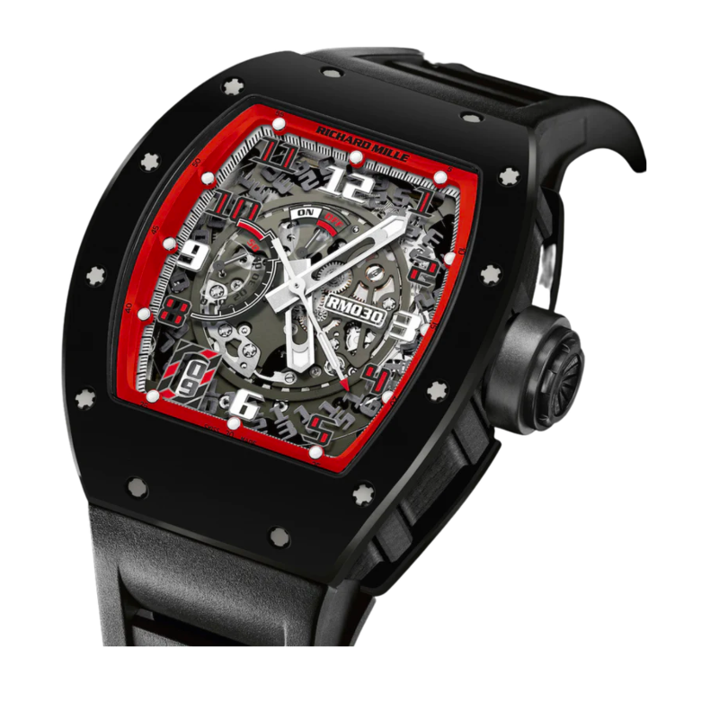 RM 030 Black Dash Limited Edition Automatic Grey Rubber Strap Titanium Bezel