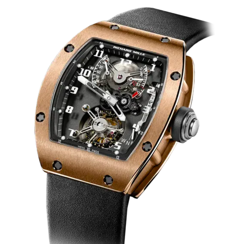 RM 002-V1 Tourbillon Rubber Strap Rose Gold Case