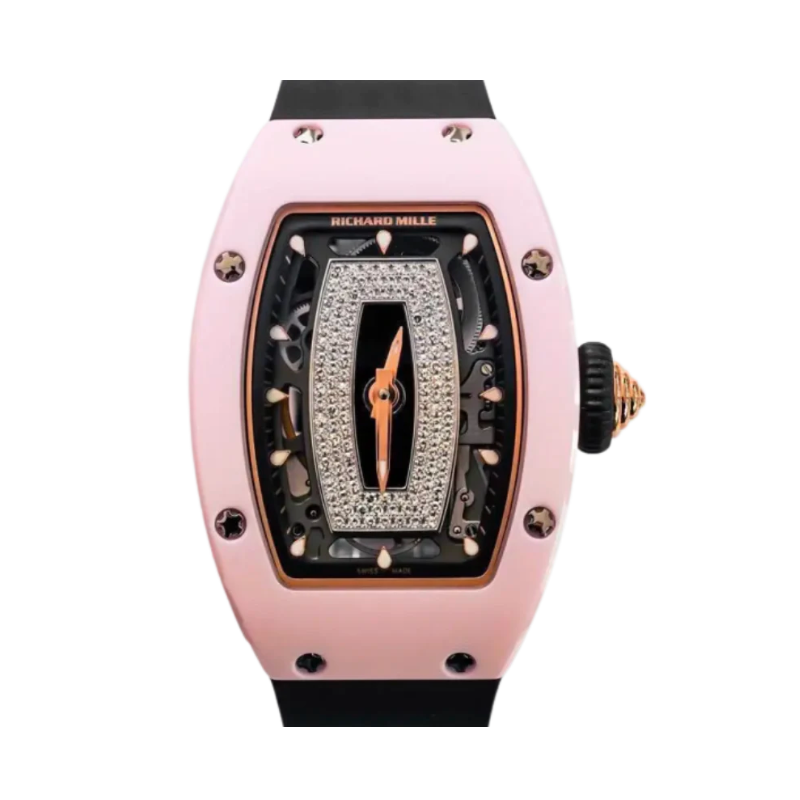 RM 07-01 Pink Ceramic Rubber Strap Pink Ceramic Case