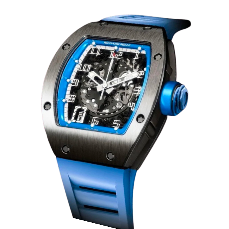 RM 010 Automatic Titanium Light Blue Limited Edition Rubber Strap