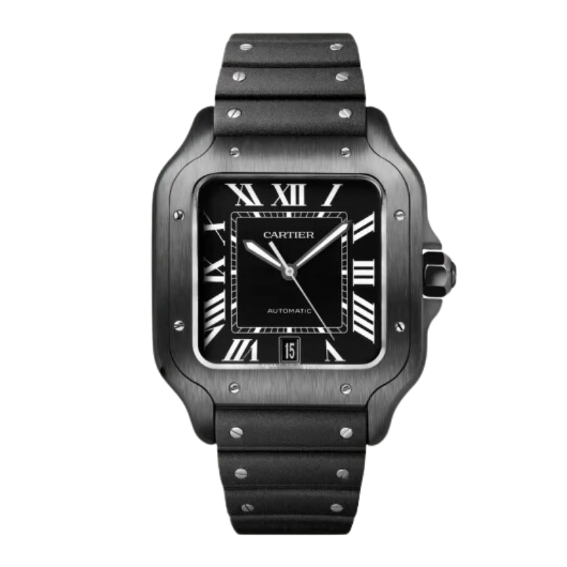 WSSA0039 Santos De Cartier Black ADLC with Black Dial