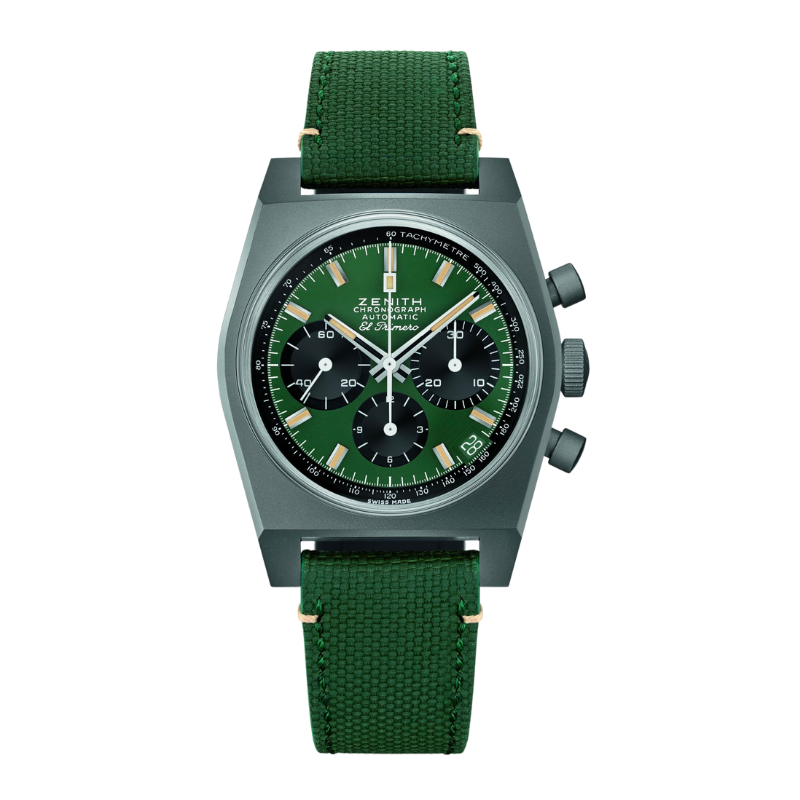 97.T384.400/57.C856 Zenith Chronomaster Revival Safari Green Dial on Green Strap