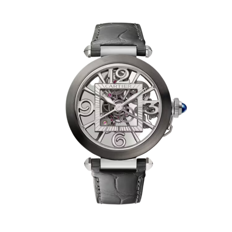 PASHA DE CARTIER SKELETON 41 MM BLACK ADLC STEEL