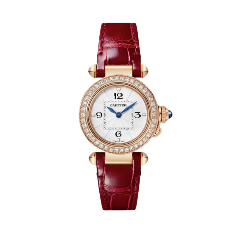 PASHA DE CARTIER 30 MM 18K ROSE GOLD WITH OPALINE FLINQUE DIAL