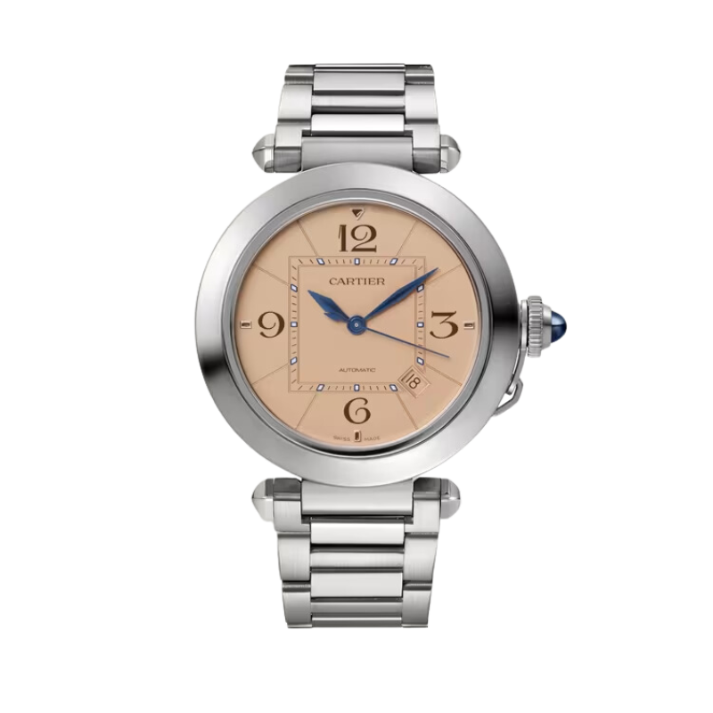 PASHA DE CARTIER 41 MM STAINLESS STEEL WITH GRAINED SALMON COLOR DIAL