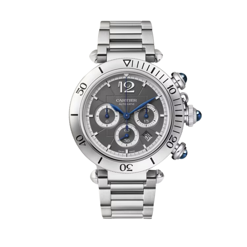 PASHA DE CARTIER 41 MM CHRONOGRAPH STAINLESS STEEL WITH ANTHRACITE FLINQUE DIAL