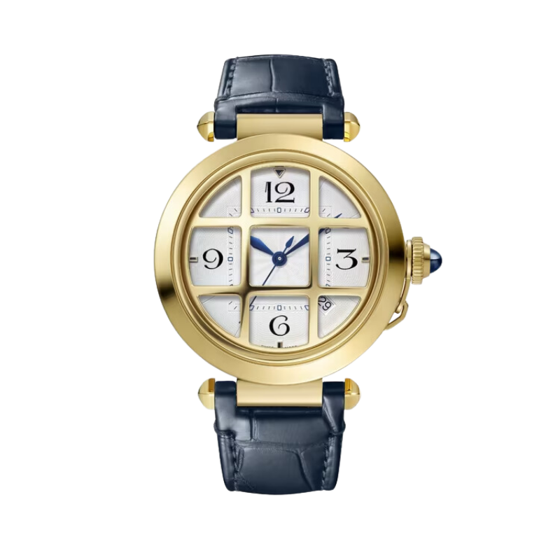 PASHA DE CARTIER 41 MM YELLOW GOLD WITH REMOVABLE GRID AND SILVER FLINQUE DIAL