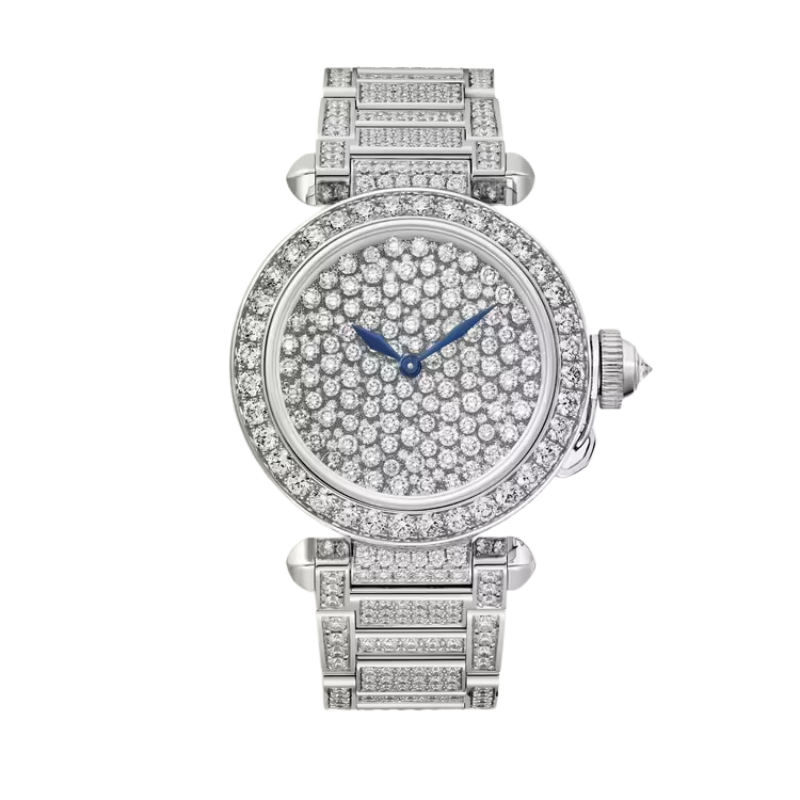 PASHA DE CARTIER 35 MM RHODIUMIZED WHITE GOLD WITH WHITE GOLD DIAL