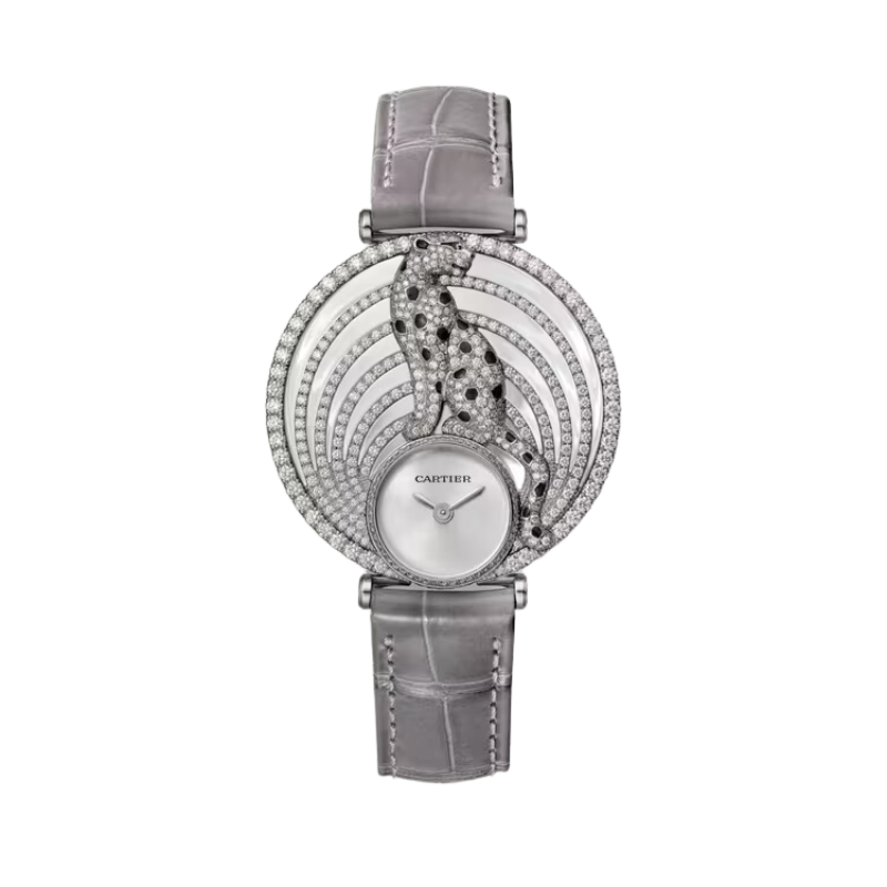 PANTHERE ROYALE DE CARTIER 36 MM RHODIUMIZED 18K WHITE GOLD WITH SILVER SUNRAY EFFECT DIAL