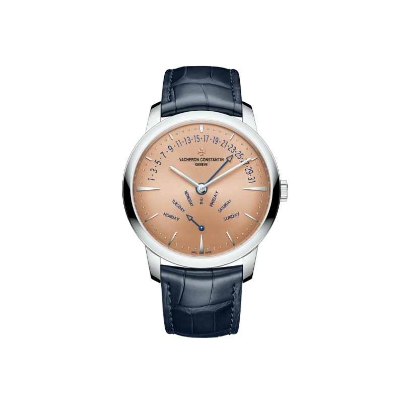 PATRIMONY RETROGRADE DAY-DATE 42 MM PLATINUM 950 WITH SALMON BRASS DIAL