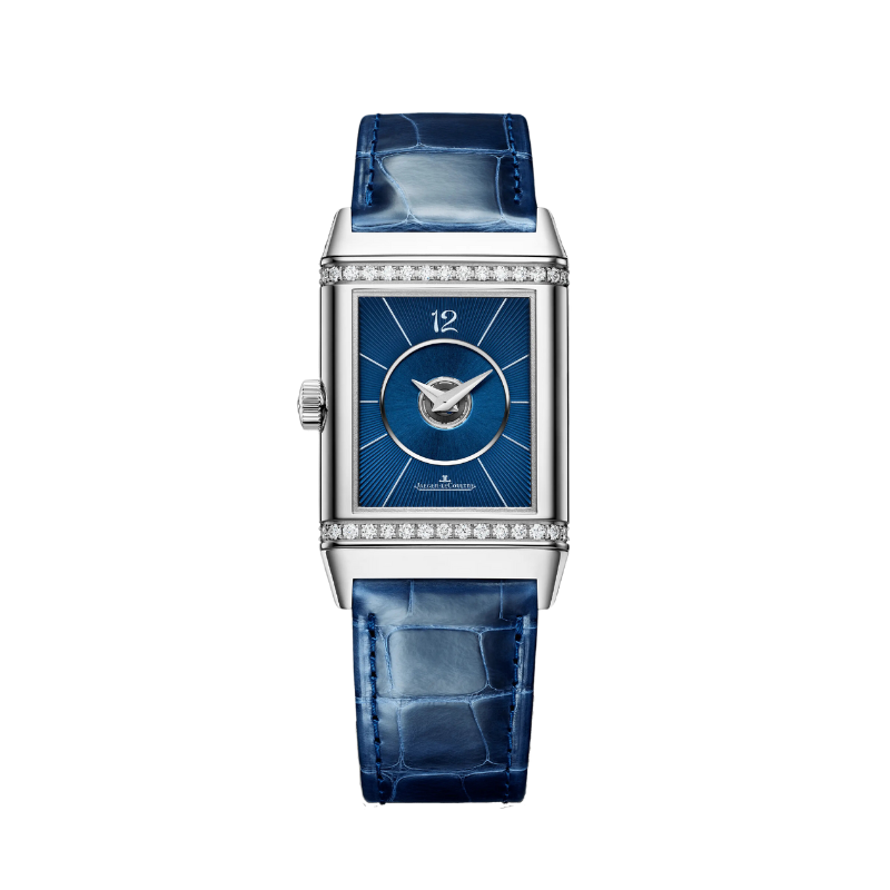 REVERSO CLASSIC DUETTO 40 MM STAINLESS STEEL WITH SILVER GREY AND BLUE LACQUERED DIAL