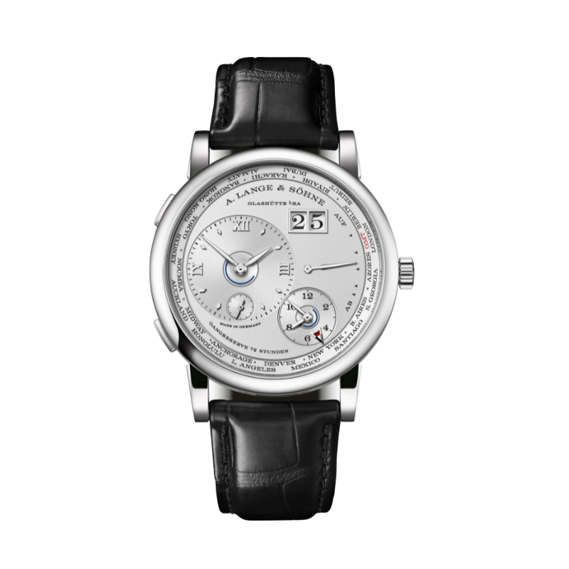 LANGE 1 TIME ZONE 136.025 42 MM 18K WHITE 950 PLATINUM WITH RHODIE DIAL