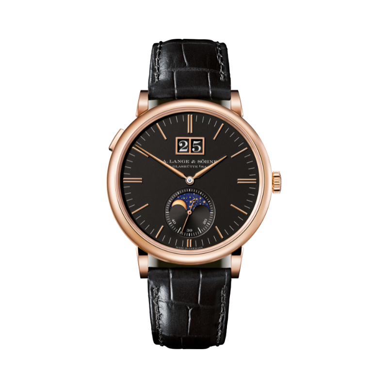 SAXONIA MOON PHASE 384.031 40 MM 18K ROSE GOLD WITH BLACK DIAL