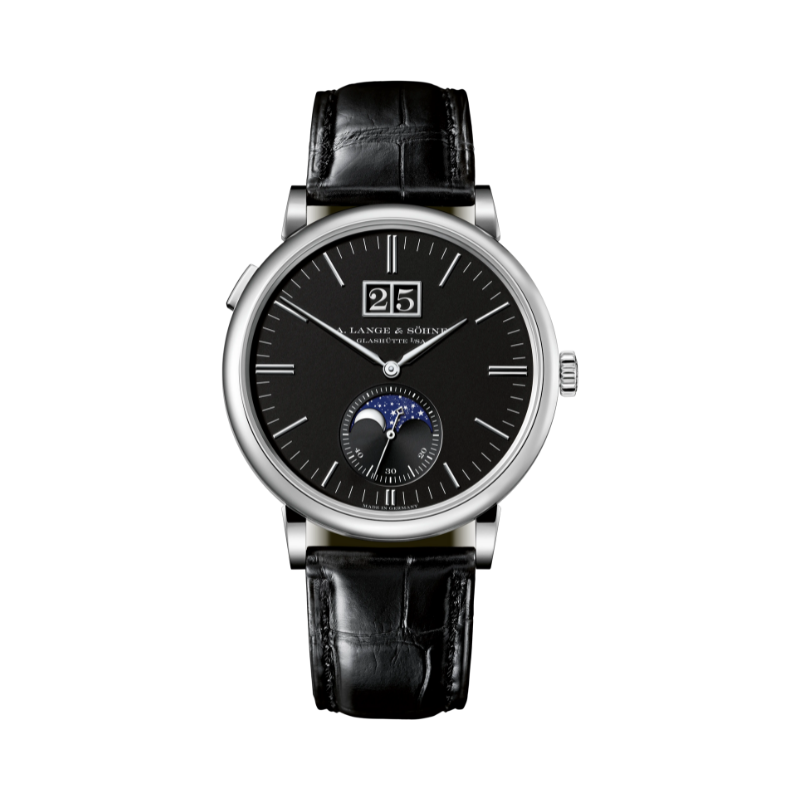 SAXONIA MOON PHASE 384.029 40 MM 18K WHITE GOLD WITH BLACK DIAL