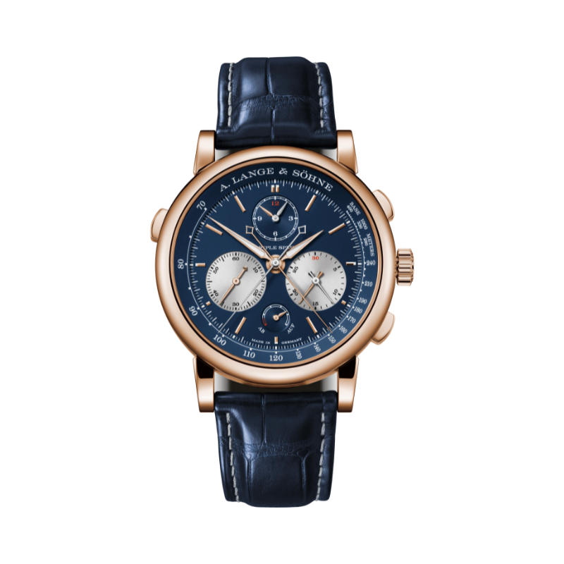 TRIPLE SPLIT 424.037F 43 MM 18K ROSE GOLD WITH BLUE DIAL
