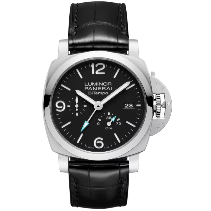 LUMINOR BITEMPO PAM01360 44 MM STAINLESS STEEL WITH BLACK DIAL