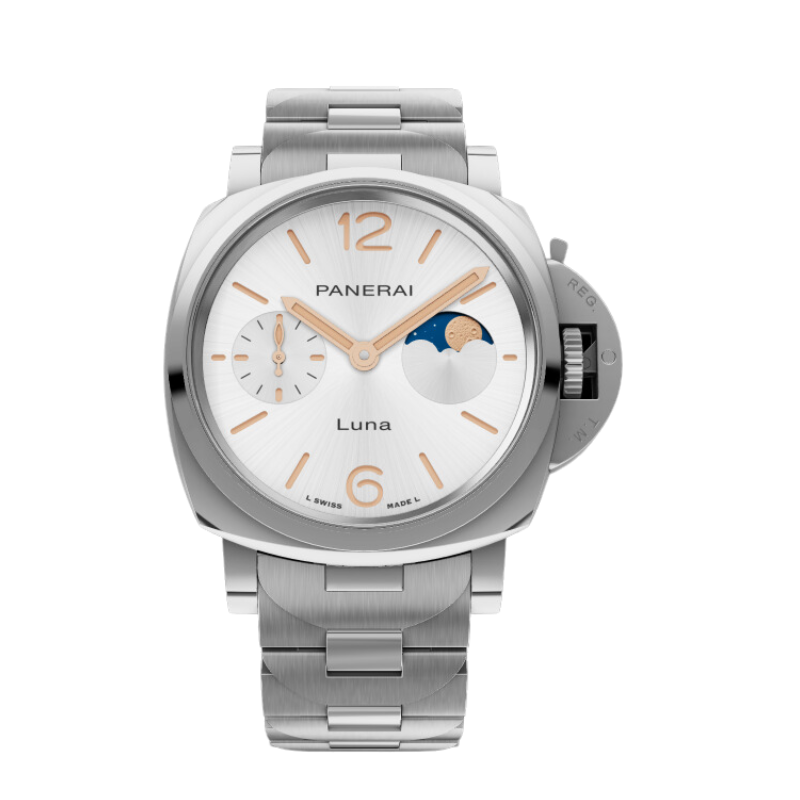 LUMINOR DUE LUNA PAM01301 38 MM STAINLESS STEEL WITH WHITE DIAL