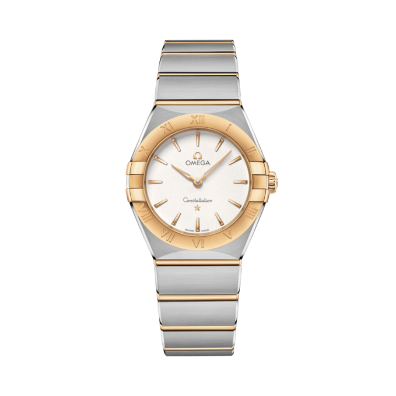 CONSTELLATION 28 MM STAINLESS STEEL - YELLOW GOLD WITH SILVER DIAL