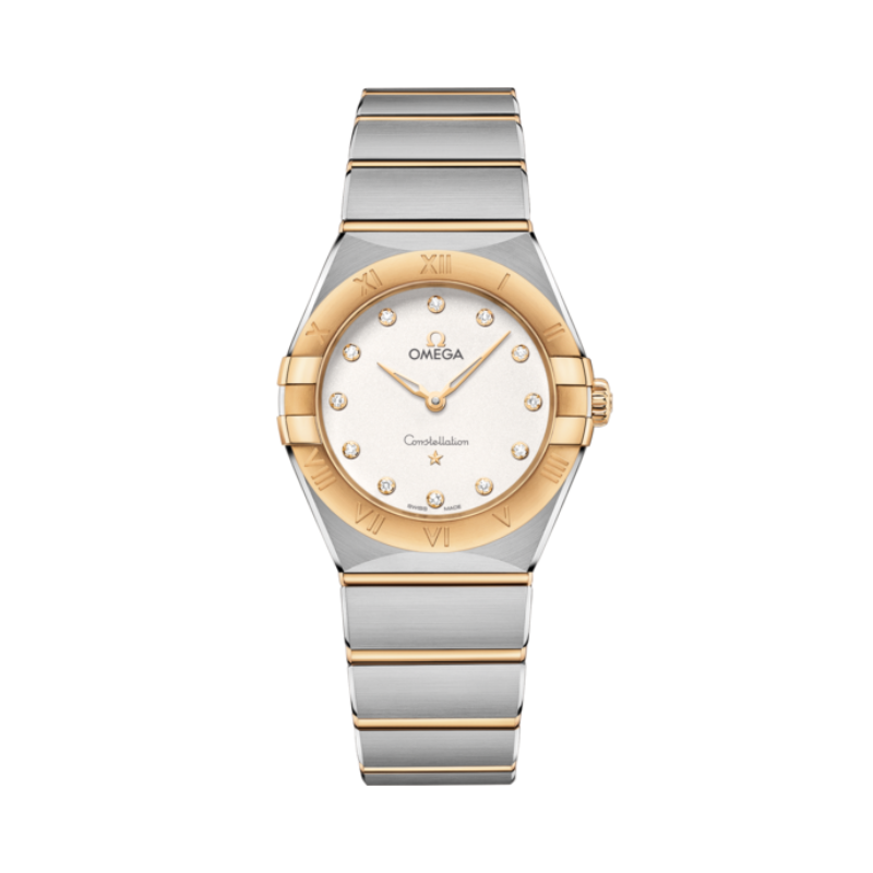 CONSTELLATION 28 MM STAINLESS STEEL - YELLOW GOLD WITH SILVER DIAL