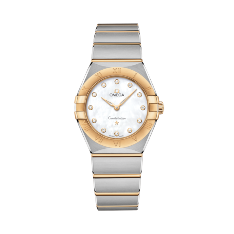 CONSTELLATION 28 MM STAINLESS STEEL - YELLOW GOLD WITH MOTHER OF PEARL DIAL
