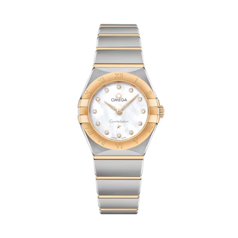 CONSTELLATION 25 MM STAINLESS STEEL - YELLOW GOLD WITH MOTHER OF PEARL DIAL