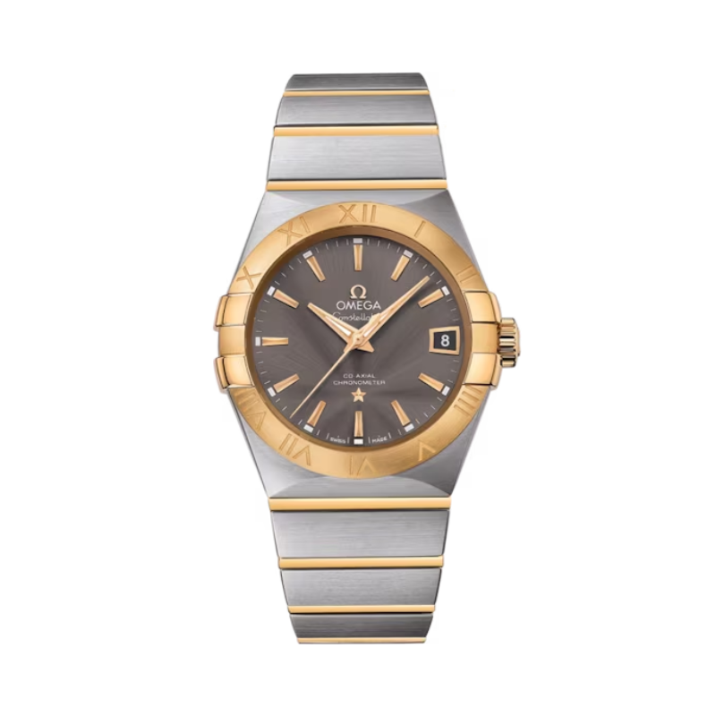 CONSTELLATION 38 MM STAINLESS STEEL - YELLOW GOLD WITH BROWN DIAL