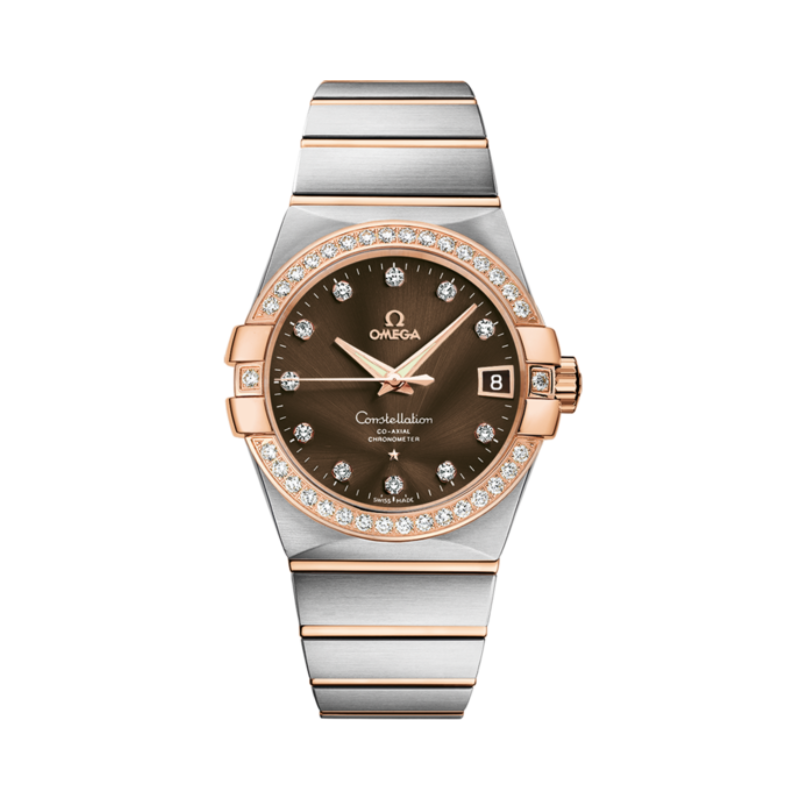 CONSTELLATION 38 MM STAINLESS STEEL - RED GOLD WITH BROWN DIAL