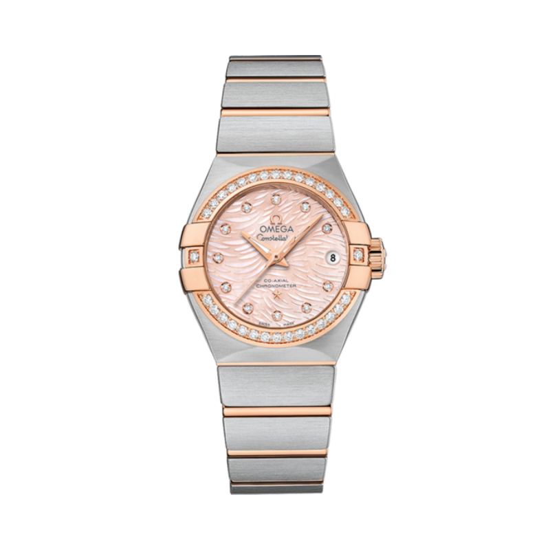 CONSTELLATION 27 MM STAINLESS STEEL - RED GOLD WITH PINK MOTHER OF PEARL DIAL