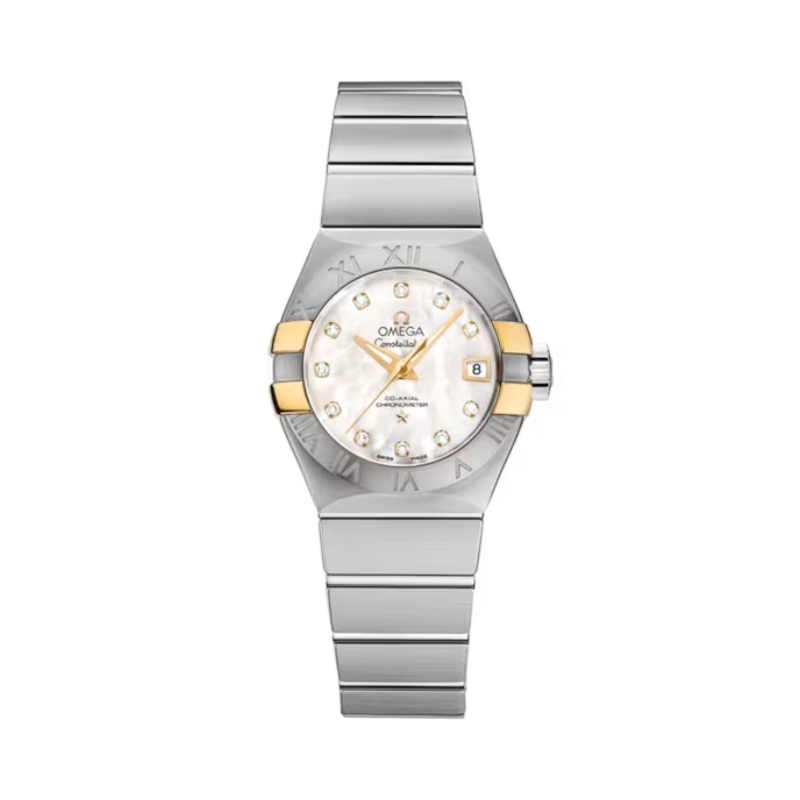 CONSTELLATION 27 MM STAINLESS STEEL - YELLOW GOLD WITH MOTHER OF PEARL DIAL