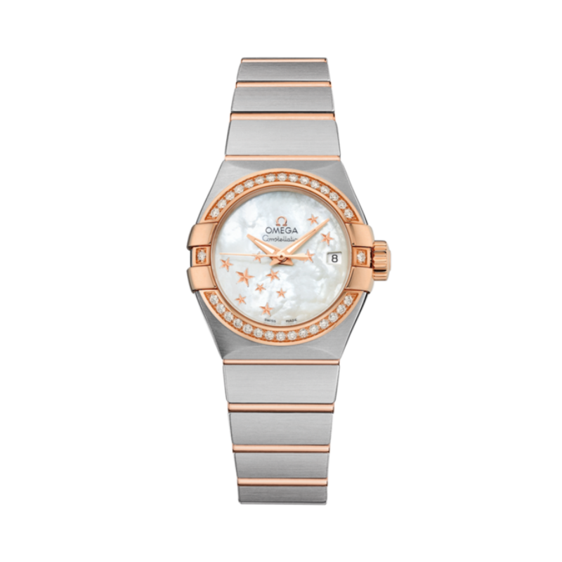 CONSTELLATION 27 MM STAINLESS STEEL - RED GOLD WITH MOTHER OF PEARL DIAL