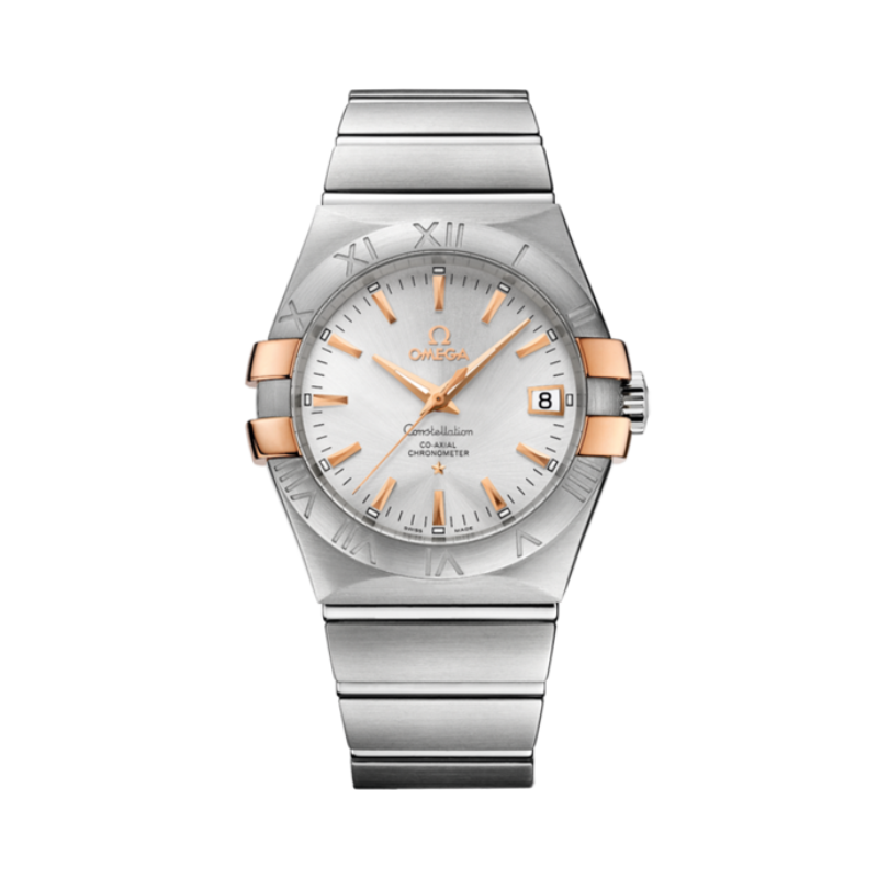 CONSTELLATION 35 MM STAINLESS STEEL - RED GOLD WITH SILVER DIAL