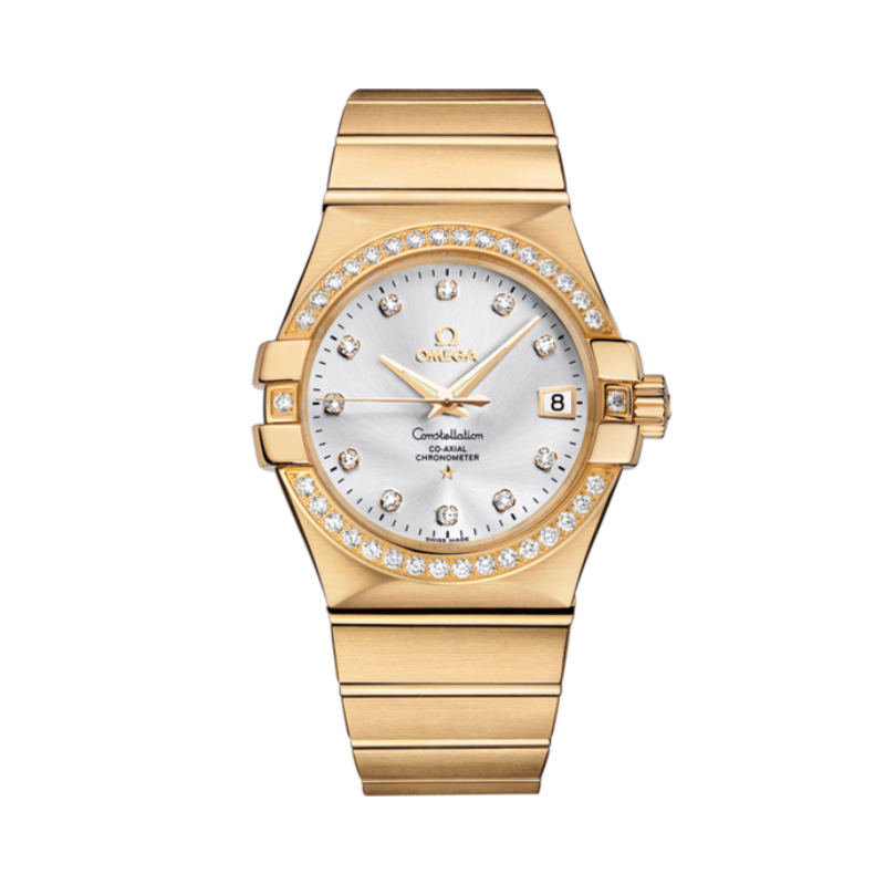 CONSTELLATION 35 MM YELLOW GOLD WITH SILVER DIAL