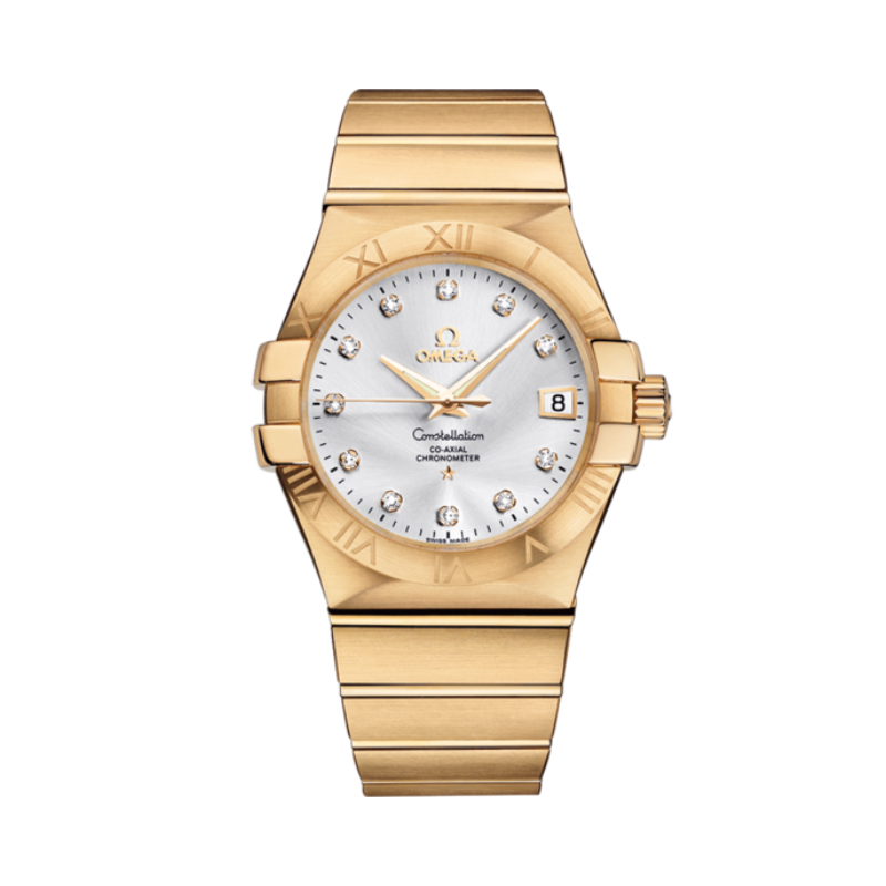 CONSTELLATION 35 MM YELLOW GOLD WITH SILVER DIAL