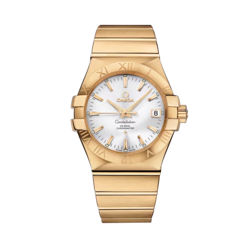 CONSTELLATION 35 MM YELLOW GOLD WITH SILVER DIAL