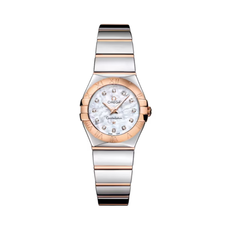 CONSTELLATION 24 MM STAINLESS STEEL - RED GOLD WITH MOTHER OF PEARL DIAL