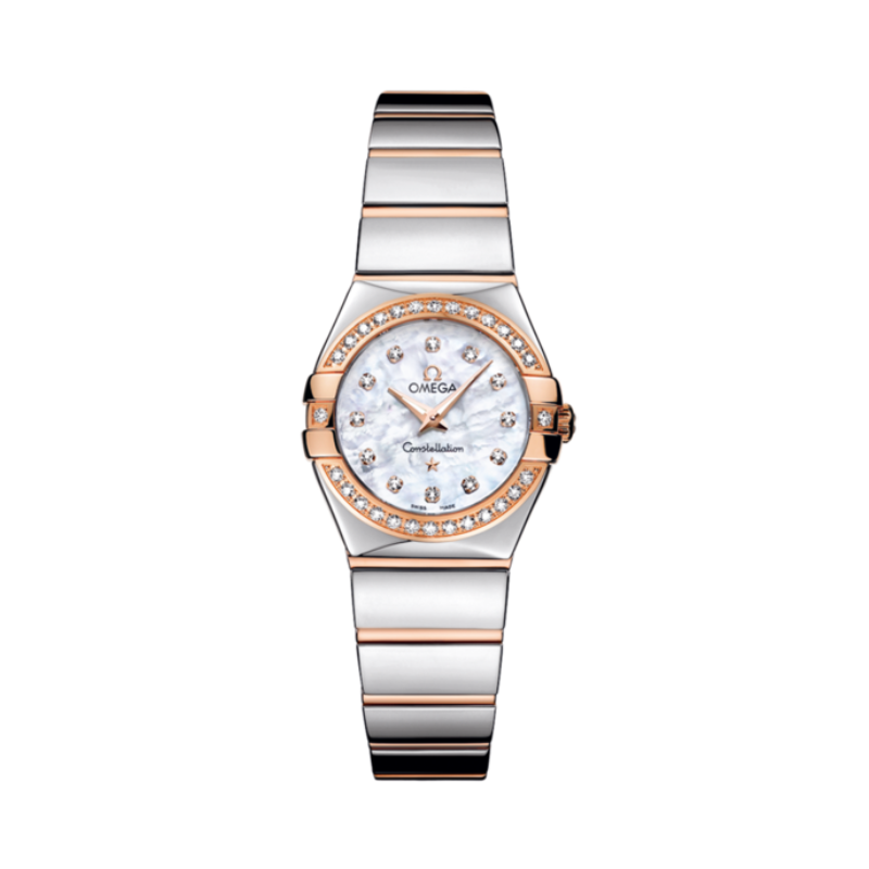 CONSTELLATION 24 MM STAINLESS STEEL - RED GOLD WITH MOTHER OF PEARL DIAL