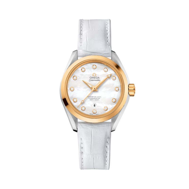 SEAMASTER AQUA TERRA 150M 34 MM STAINLESS STEEL - YELLOW GOLD WITH MOTHER OF PEARL DIAL