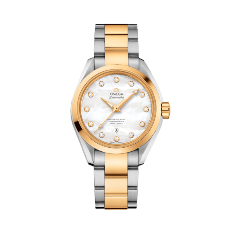 SEAMASTER AQUA TERRA 150M 34 MM STAINLESS STEEL - YELLOW GOLD WITH MOTHER OF PEARL DIAL