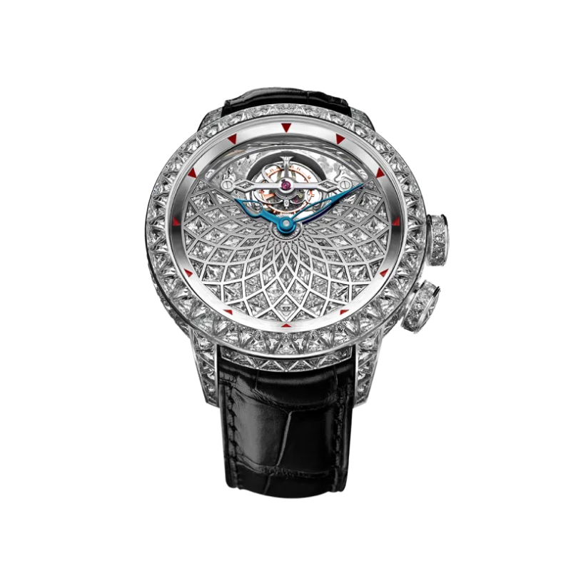 CALIGULA TOURBILLON BAGUETTE 46 MM 18K WHITE GOLD WITH WHITE DIAL