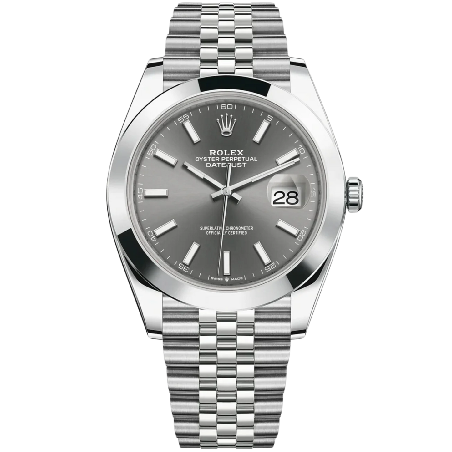Rolex Datejust Ref. 126300 41MM Stainless Steel Rhodium Dial with Smooth Bezel