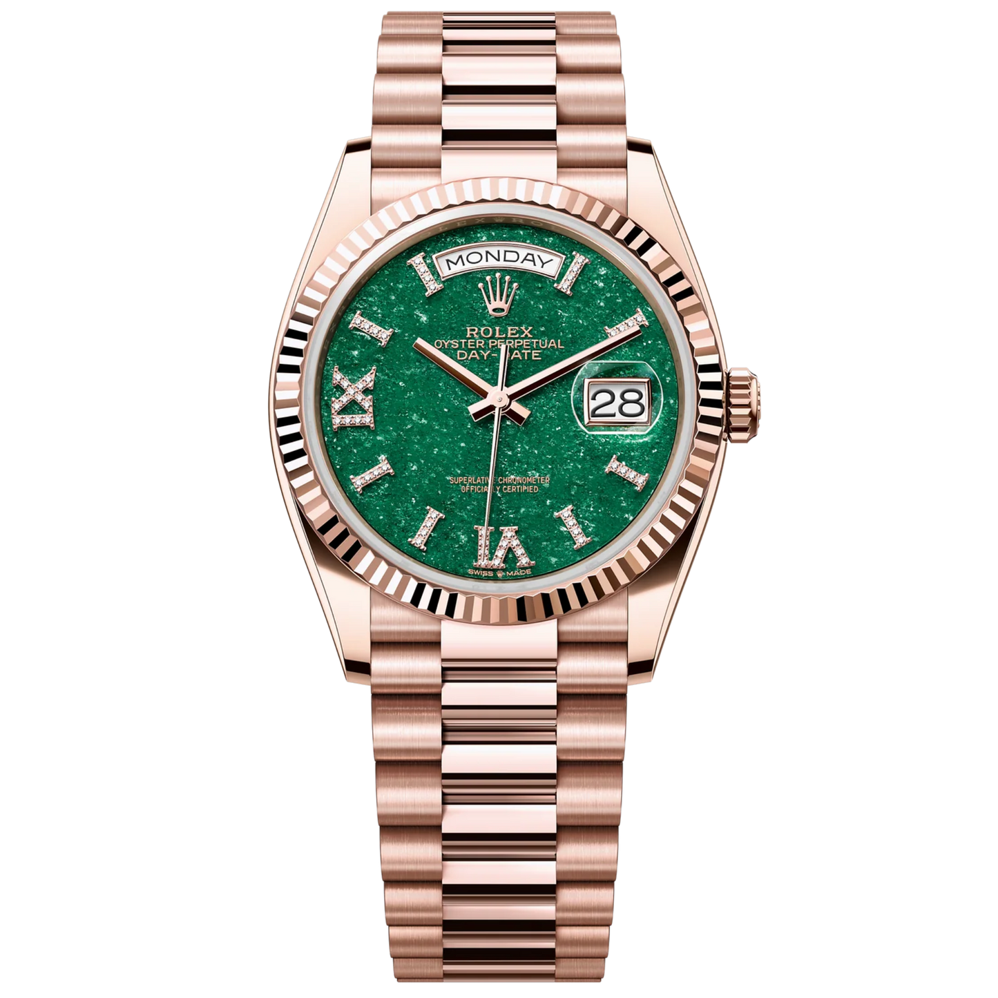 Rolex Day Date Ref. 128235 36MM Aventurine Dial Diamond Markers