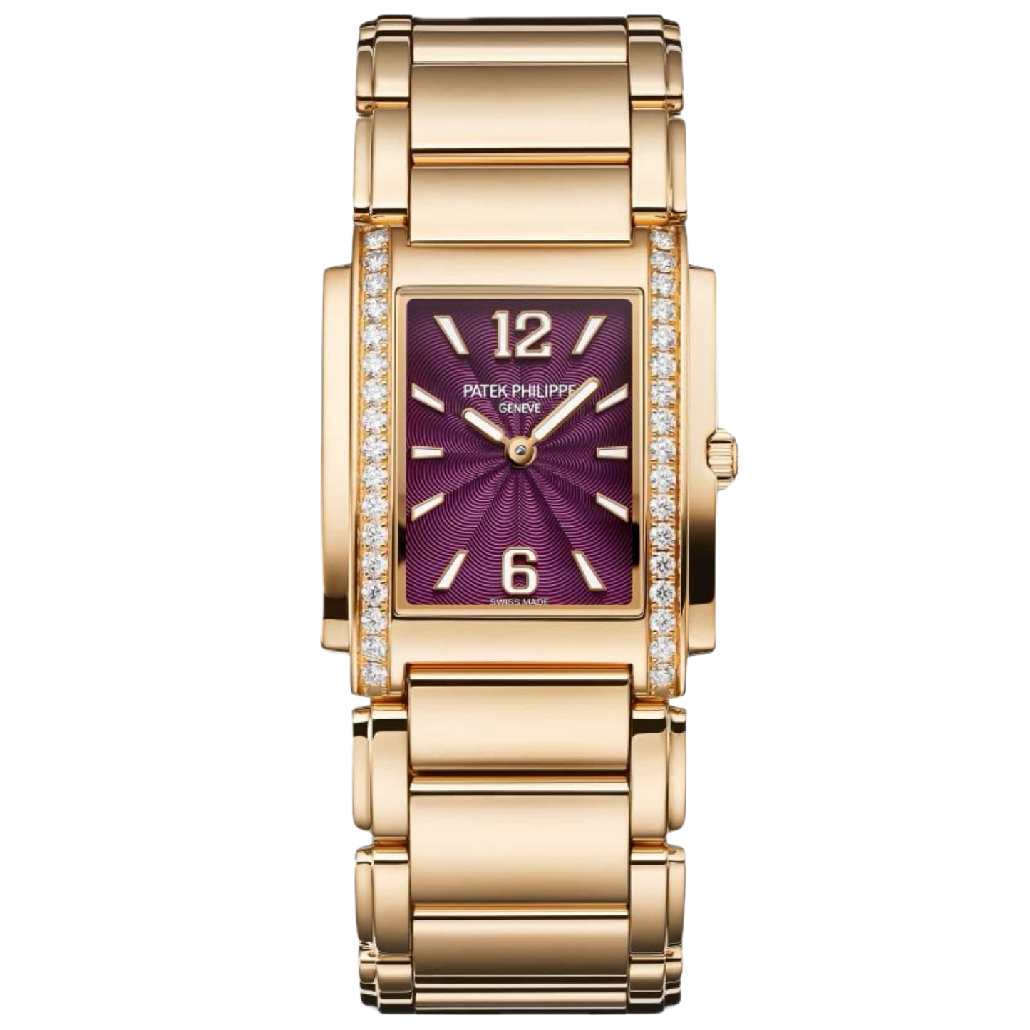 Patek Philippe Twenty-Four Ref. 4910/1201R Rose Gold Purple Dial Factory Gem Set Bezel